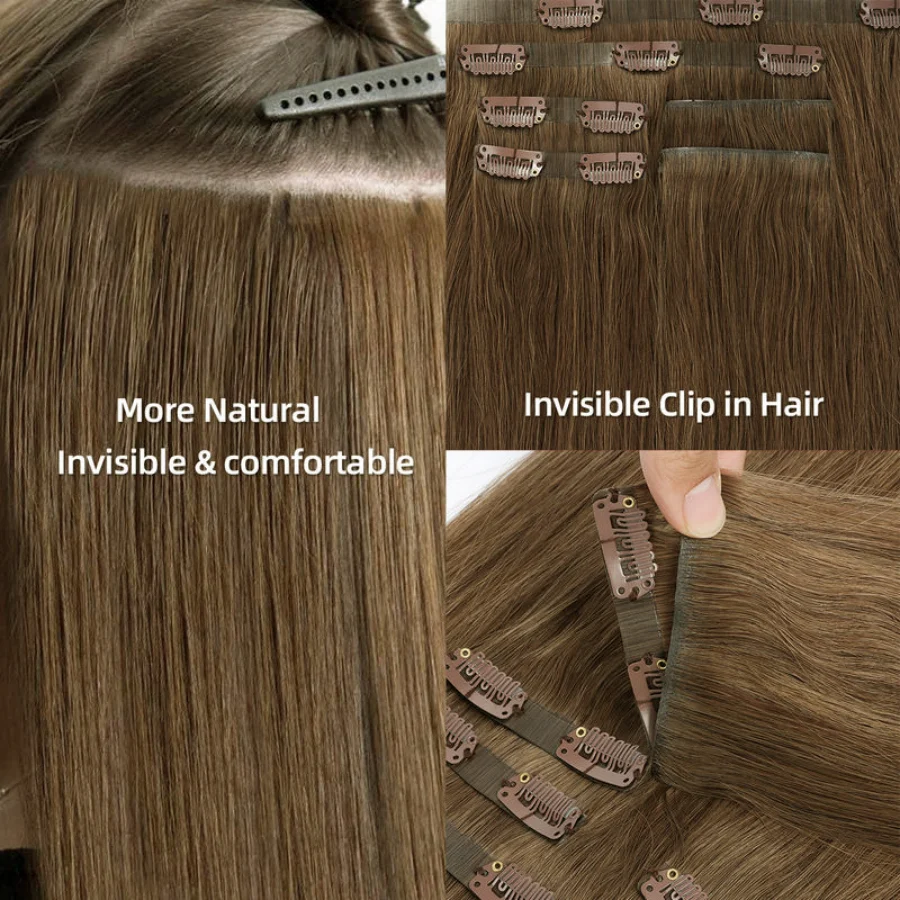Unsichtbare Clip-in-Haarverlängerungen